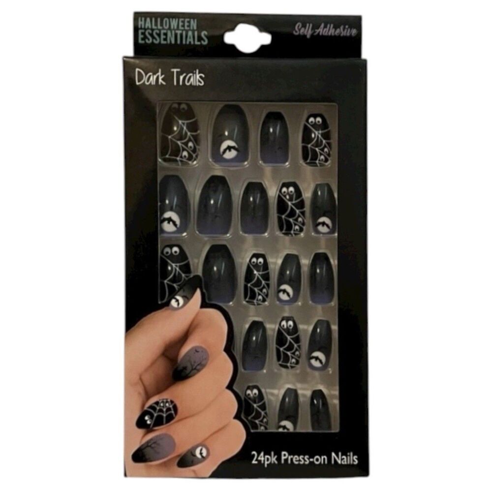 Halloween EssentialsDark Trails 24pk Press-On Nails With Spider Web Design